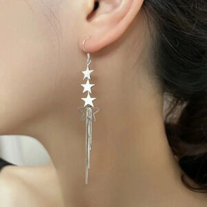 925 Sterling Silver Dangle Star Earrings Dangle Drop Tassel Long Earrings